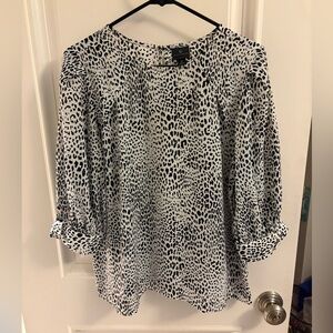 Worthington Black and White Animal Print Blouse
